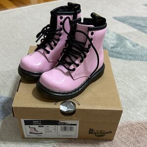 Dr. Martens Pale Pink Patent Kids 1460 T Lace-Up Boots